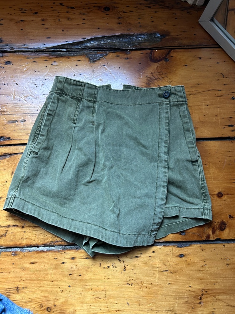 Free People Olive Green Wrap-Front Utility Skort